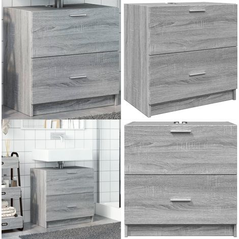 Waschbeckenunterschrank Grau Sonoma 59x37x59 cm Holzwerkstoff - Waschtischunterschrank - Badezimmermöbel - Badschrank - Holzwerkstoff - Grau Sonoma - Home & Living (1/5)