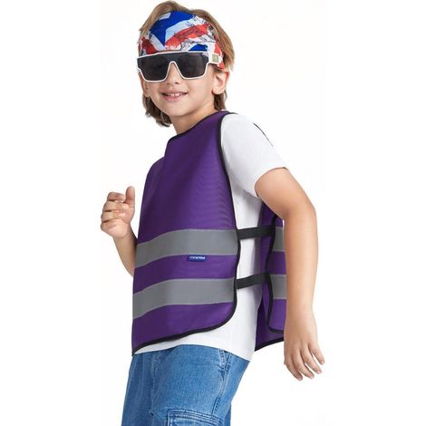 Gilet de sécurité enfant haute visibilité violet 10-14 ans (1/5)