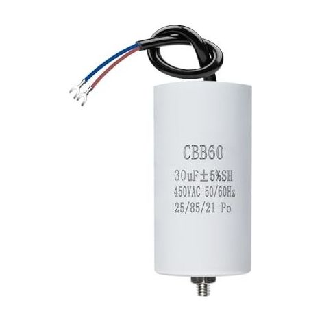 CBB60 450V 30µF 50/60HZ ANGEEK Condensateur,Condensateur de démarrage,Condensateur de moteur,condensateur cbb60,condensateurs,avec fils M8,50x106mm,30UF,Pour moteur,Pompes de piscine (1/5)