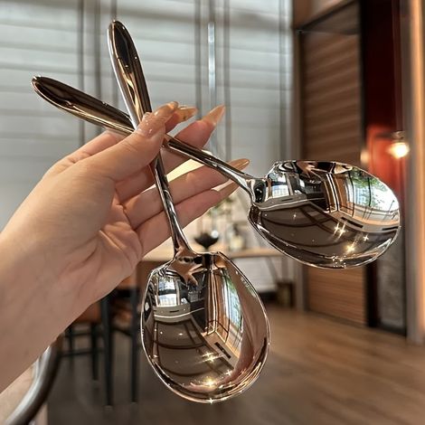 Serving Spoon - Stainless Steel - Long Handle - Extra Large - For Home Hotel Restaurant Use - 2 Pieces (1/5)