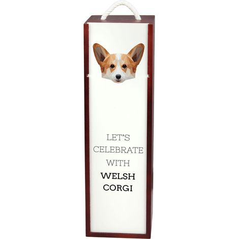 Pembroke Welsh Corgi - coffret à vin géométrique avec photo et inscription par Art-Dog (1/5)