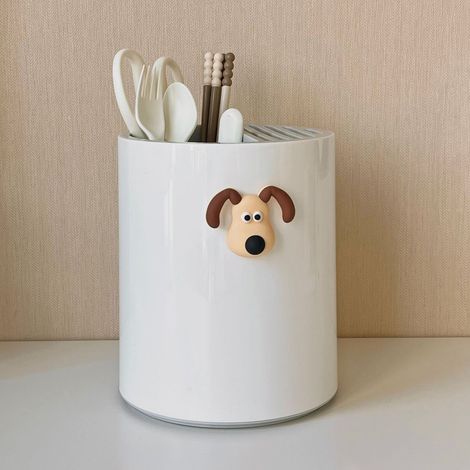 Multifunktionaler Essstäbchenhalter, Aufbewahrungsröhre, Essstäbchenhalter aus Kunststoff, drehbarer Messerständer, Gabeln, Essstäbchen, Löffel, Schere, Sahne (1/5)
