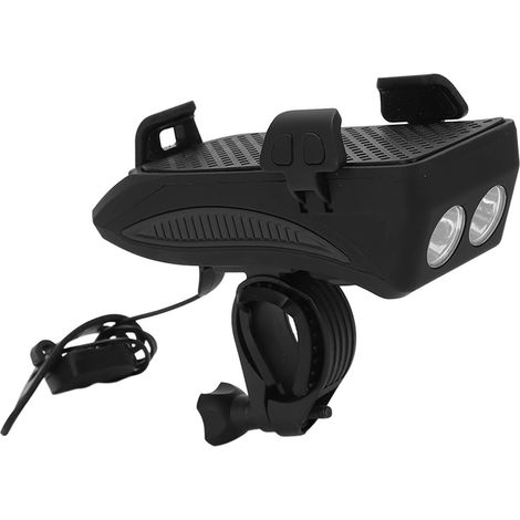 Wasserdichte, per USB aufladbare Fahrradfrontleuchte mit Hupe und Handyhalterung für Nachtfahrten (1/5)
