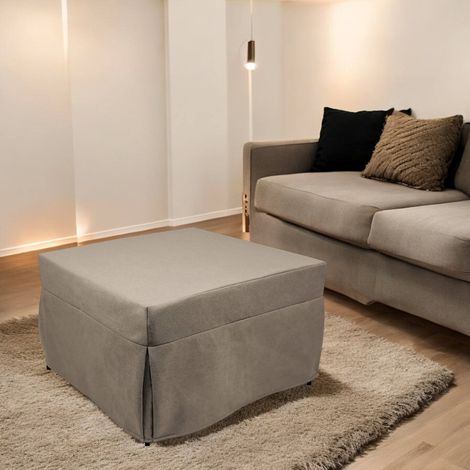 Dmora Puof convertible en una cama individual, Made in Italy, Cama plegable, Puf de tela extraíble que ahorra espacio para la sala de estar, cm 78x78 / 195h45, Dove-grey, con embalaje reforzado (1/5)