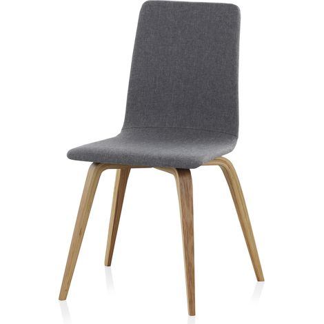 Viererpack Holzstühle mit grauem Bezug (1/2)