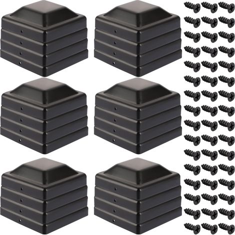 Lot de 24 Chapeau Poteau Bois, Chapeau de Poteau , Chapeau pour Poteau Bois Protègent les Poteaux en Bois et Anti-Craquage (Noir) (1/5)
