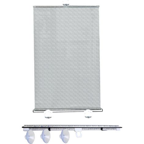 Pare-soleil portable en maille noire à pois, perforé, à ventouses, rideau occultant pour balcon, chambre ou bureau (1 pièce). (1/5)