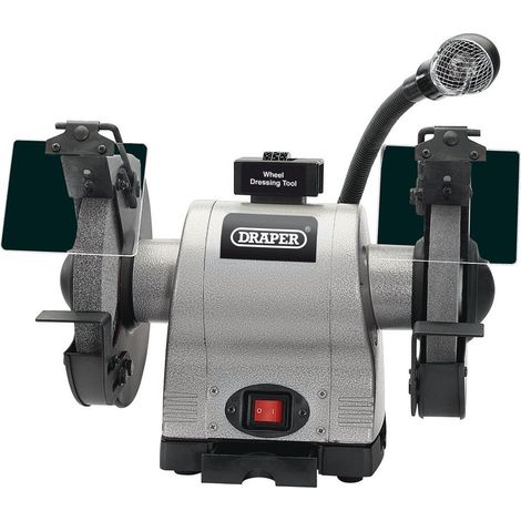 Smerigliatrice da banco per impieghi gravosi con luce di lavoro, 200 mm, 550 W (05097) Draper Tools