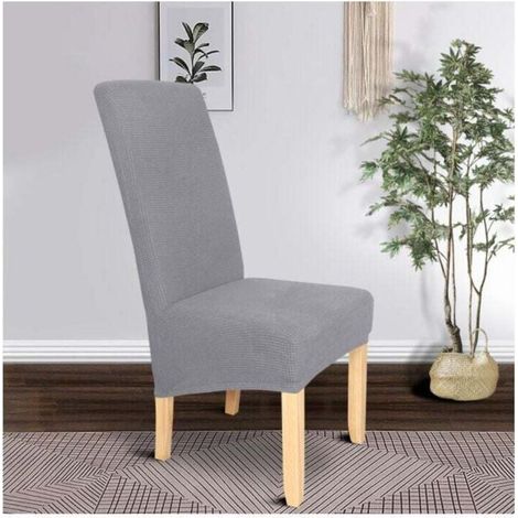 Housse de chaise de salle à manger 2 pièces XL, housse de chaise de salle à manger amovible et lavable Meal Bomb (gris clair) (1/4)