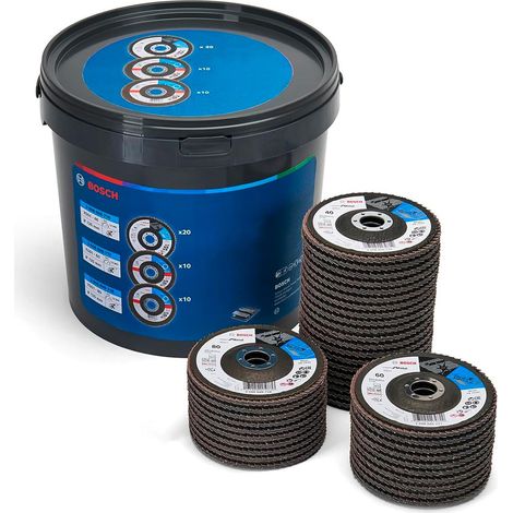 Cubo de 40 Discos para Metal e Inoxidable 125mm Granos 40, 60 y 80 BOSCH (1/4)