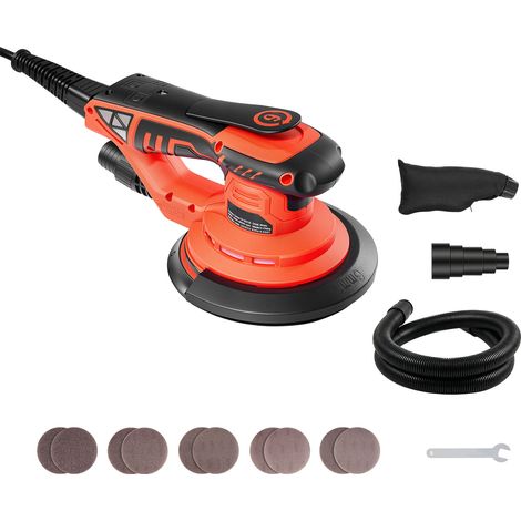 Mophorn Ponceuse orbitale 152 mm 400 W avec moteur sans balais, 7 vitesses réglables de 4000 à 10000 tr/min, accompagnée de 10 disques abrasifs, d'un sac à poussière et d'un tuyau d'aspiration (1/5)