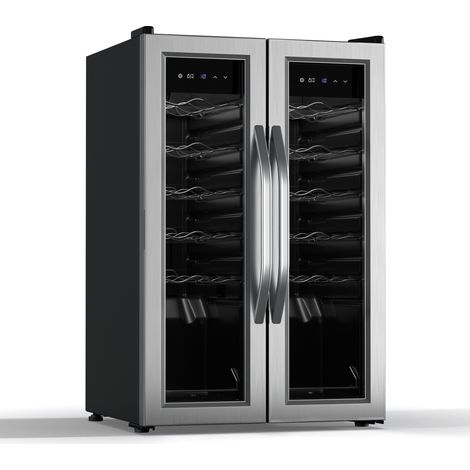 Klarstein Vinamour refrigerador de vino  2 zonas de enfriamiento  7 estantes  operación táctil  protección UV
