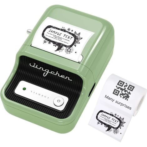 Impresora térmica Niimbot B21S de 50 mm verde + rollo de etiquetas (1/5)