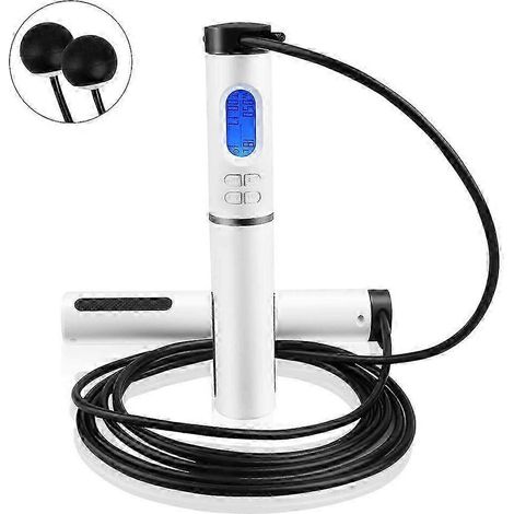 Corde à sauter numérique intelligente avec compteur, câble en acier réglable de 3 m, double mode sans fil et avec fil, compteur de calories et alarme de rappel. (1/5)