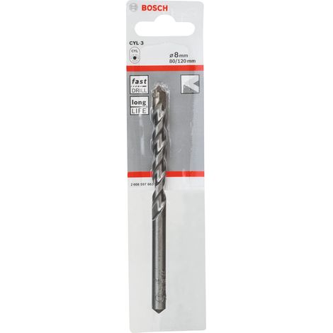 Punta per calcestruzzo cyl 3 d 8 mm x 80 mm x 120 mm bosch 2608597663