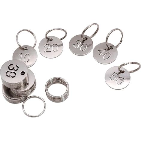 Targhette numerate con portachiavi - acciaio inox - da 1 a 50 (1/5)