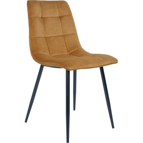 Set 2 sedie da pranzo Middelfart in velluto giallo senape con gambe nere