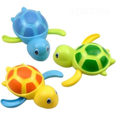 3 pièces Jouet de bain Tortue Plastique Multicolore Mécanique Sans pile Enfant 24 mois (1/4)