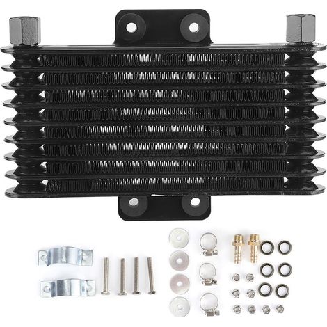 Radiatore di raffreddamento olio motore universale a 8 file nero per moto, moto da cross e ATV da 125-250 cc -Crezuo