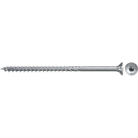 100 - Vis à bois - Vis aggloméré - Filetage partiel - Tête fraisée TX - Pour assemblage bois sur bois et cheville nylon - Gris - 5 mm x 70 mm