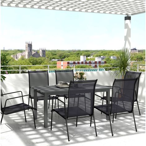 Gartentisch ausziehbar Aluminium grau rechteckig, Lattenplatte, wetterfest (1/5)