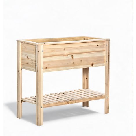Jardinière surélevée en bois massif naturel 90 x 40 x 81 cm (1/5)