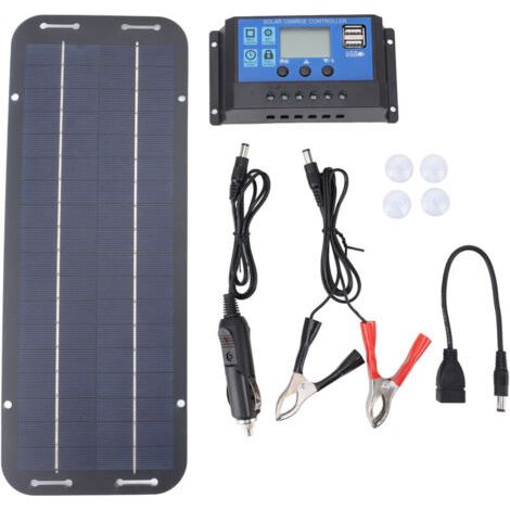 QORVA
-Chargeur de panneau solaire flexible 6 W 18 V Chargeur de batterie de voiture à panneau solaire portable rechargeable avec contrôleur,DUBUNS