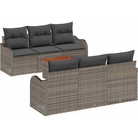 Maison Exclusive - Gartensofa-set mit Speicher 7 pcs Grau Poly-Ra