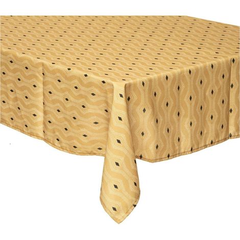 Nappe rectangulaire imprimée graphique ocre 140 x 240 cm (1/3)