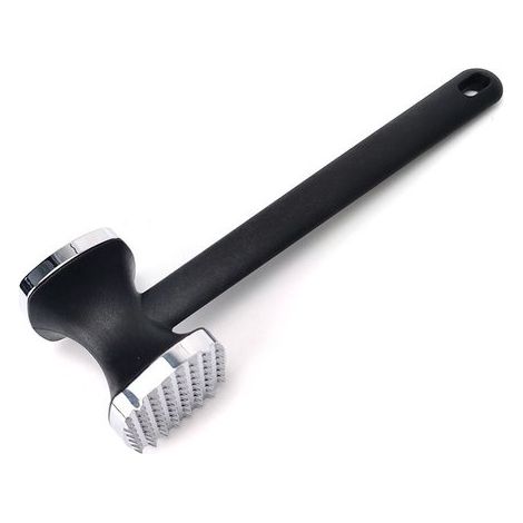 Martillo ablandador de carne, Martillo de carne aleación zinc doble cara, manual resistente, Martillo carne mango nailon antideslizante, Plateado (1/5)
