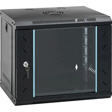 Armoire Réseau, Acier Robuste, Gestion Intégrée des Câbles, noir (1/2)