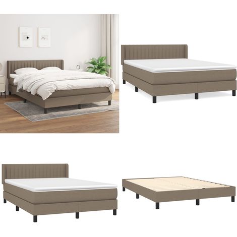Sommier à lattes de lit avec matelas Taupe 140x190 cm Tissu - Sommier - Matelas à ressorts ensachés