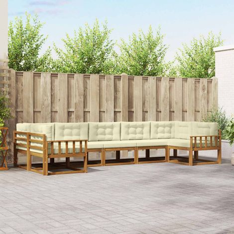 vidaXL Outdoor-Sofagarnitur mit Kissen 7 pcs Natur und Creme (1/5)