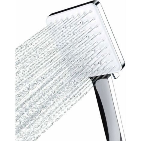 Pommeau de Douche, Grande Pommeau Douche Carrée avec Commande à Une Main, Pommeau de Douche Haute Pression avec 6 Modes de Douche, Chromés,de DEBUNS (1/5)