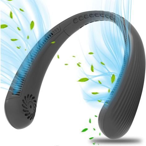 Ventilateur cou portable sans lame – Silencieux – 3 vitesses réglables – Autonomie 4 à 9 heures – Flux d'air 360° – Conduit d'air multi-étages – Echoo (1/5)