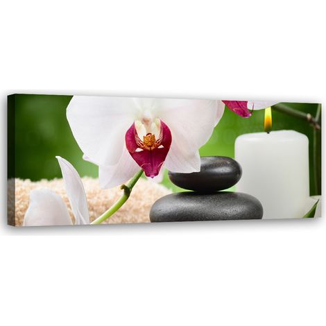 Tableau sur toile Fleurs d'orchidées zen 90x30 (1/5)