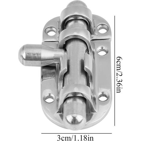 Loquet de Serrure de Porte de , Loquet Marin Argenté en Acier Inoxydable 316(60mm / 2.4in) (1/3)