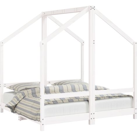 Cadre de lit pour enfant blanc 2x(70x140) cm bois de pin massif