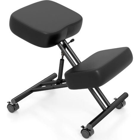 Silla de oficina ergonómica de altura regulable 72 x 46 x 54 cm soporte ergonómico acabado en piel sintética de PVC negra 200017085