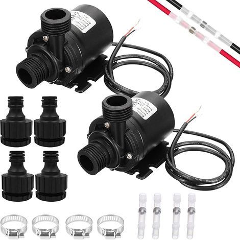 2 PCS Pompe a Eau 12v, Mini Pompe à Eau Submersible Moteur Sans Balais 800l/h 5m Mini pompe à eau submersible sans balais - - Pour bassin, aquarium, fontaine solaire (1/5)