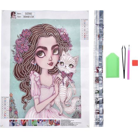 Kit de peinture diamant DIY motif fille beauté, tableau strass décoration intérieure maison