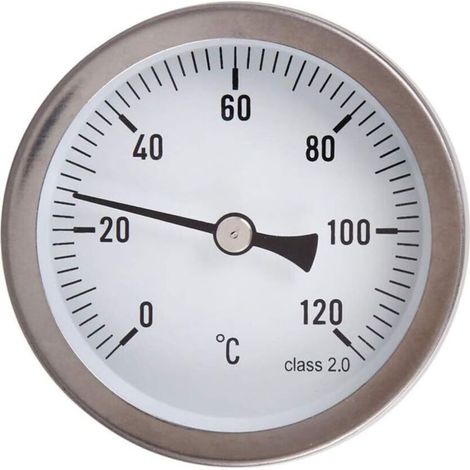 Thermomètre Analogique 63mm Thermomètre à Cadran Horizontal, Thermomètre Horizontal Indicateur à Cadran en Aluminium 0-120°C (1/5)