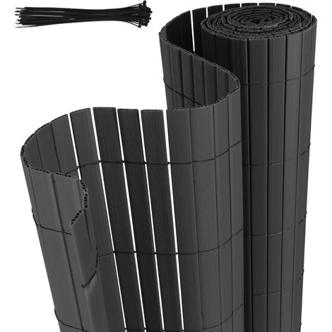 Randaco Sichtschutzmatte PVC Sichtschutzzaun Anthrazit Windschutz fur Garten Balkon und Terrasse 160x400cm Stabile W-Form