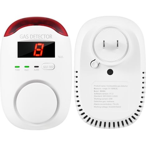 Alarme de fumée Type enfichable gaz LED affichage numérique détecteur de fuite de Combustible moniteur de méthane avec avertissement vocal pour la cuisine à domicile (1/5)