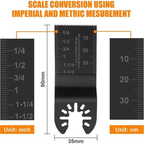 20 lame per seghe oscillanti con 2 adattatori C-Clip, lame multi-utensile oscillanti per legno/metallo/plastica, lame per seghe a sgancio rapido, lame da taglio multi-utensile universali (1/4)