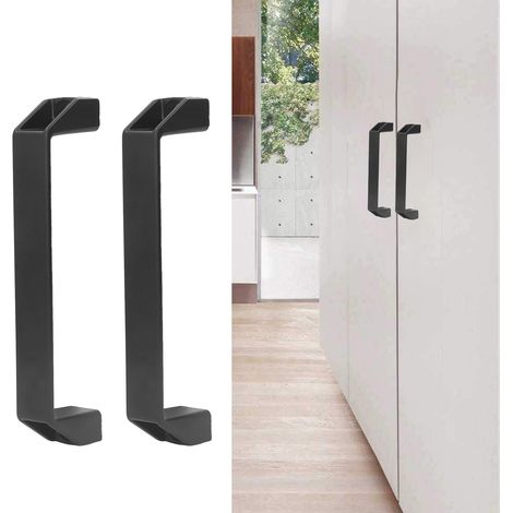 Poignée carrée de 180 mm avec un entraxe de 180 mm, poignée en aluminium noir pour porte d'armoire à outils de machine. (1/5)