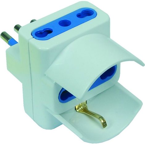Adattatore triplo 2p+t con schuko bianco - spina 16a e prese 10/16a bianco - 20 pz