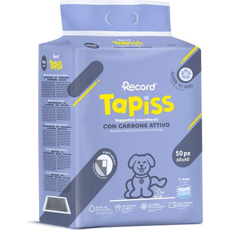 Tapiss 50 tappetini assorbenti ai carboni attivi per cani e gatti 60x60 cm