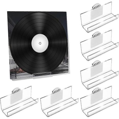 Filiyano – Support mural pour 6 disques vinyles, sans perçage, étagère autocollante en acrylique pour pochettes d'albums LP et CD. (1/5)