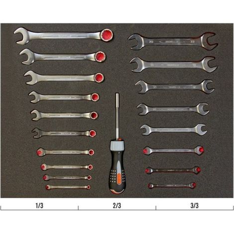 BAHCO - Jeu de clés mixtes et de clés à fourche doubles, module mousse 3/3 Fit&Go - 19pc